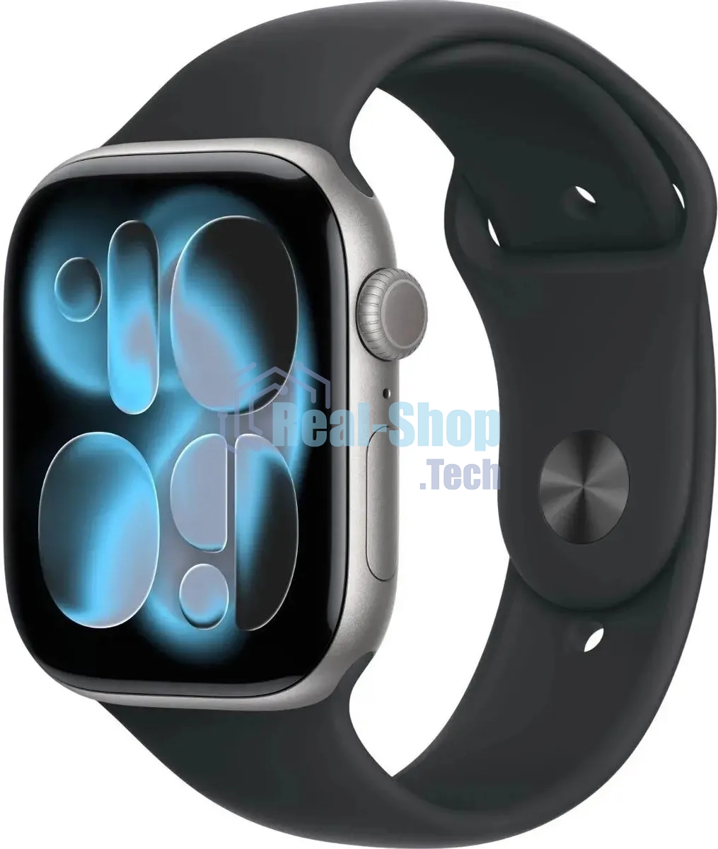 Умные часы Apple Watch Series 11 A3333 46мм OLED корп.серый космос Sport Band рем.черный разм.брасл.:S/M (MEV04LW/A)