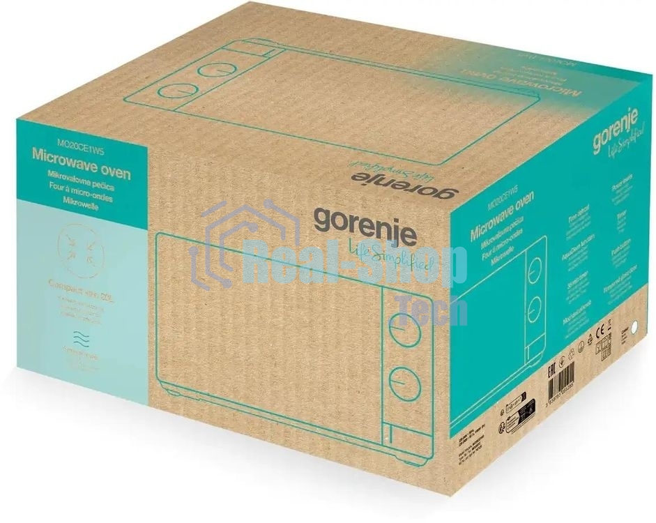 Микроволновая печь Gorenje MO20CE1W5 белый, 20 л, 700 Вт, переключатели - поворотный механизм
