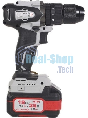 Дрель-шуруповерт ИНТЕРСКОЛ DAU-13/36V 50, 36 В, 2 Ач, 50 Нм, бесщеточный, ударный