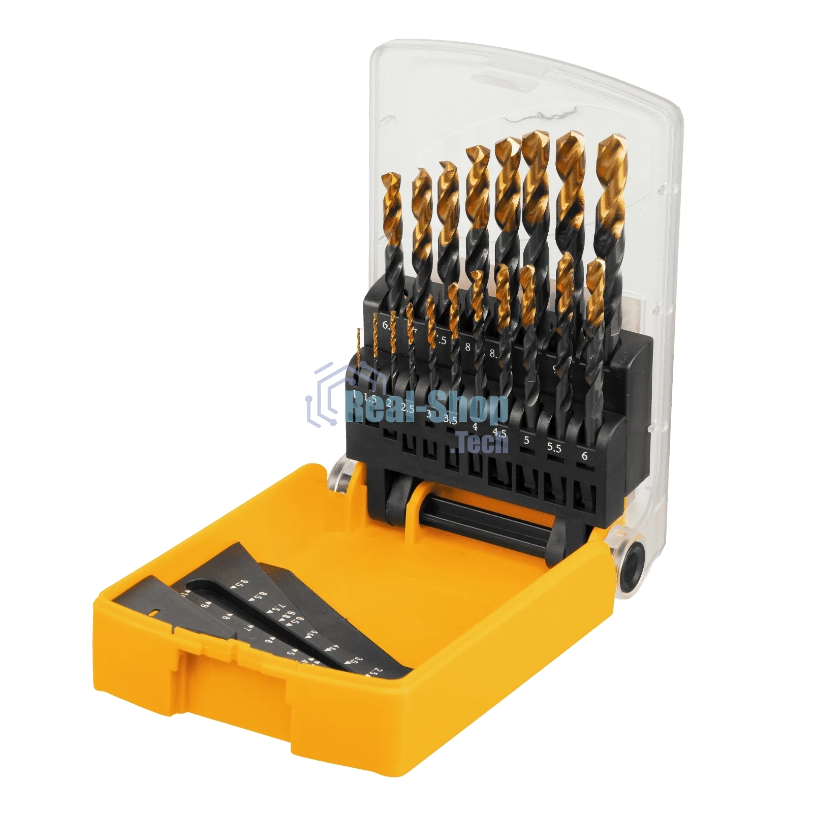 Набор сверл по металлу Denzel 1-10 мм, HSS-Tin, Golden Tip, 19 шт