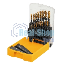 Набор сверл по металлу Denzel 1-10 мм, HSS-Tin, Golden Tip, 19 шт