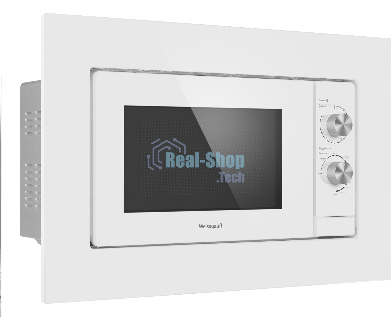 Микроволновая печь встраиваемая Weissgauff HMT-2012GRILL белый, 20 л, 700 Вт, переключатели - поворотный механизм
