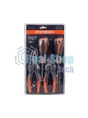 Набор инструментов Patriot 4 в 1 SPS-4: отвертки SL6*100, PH2*100, пассатижи 180мм, кусачки 160мм