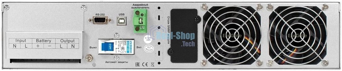 Источник бесперебойного питания ExeGate PowerExpert ULS-575-10kVA.LCD.AVR.T.USB.RS232.SNMP.2U / 10000 ВА / 10000 Вт / клеммная колодка