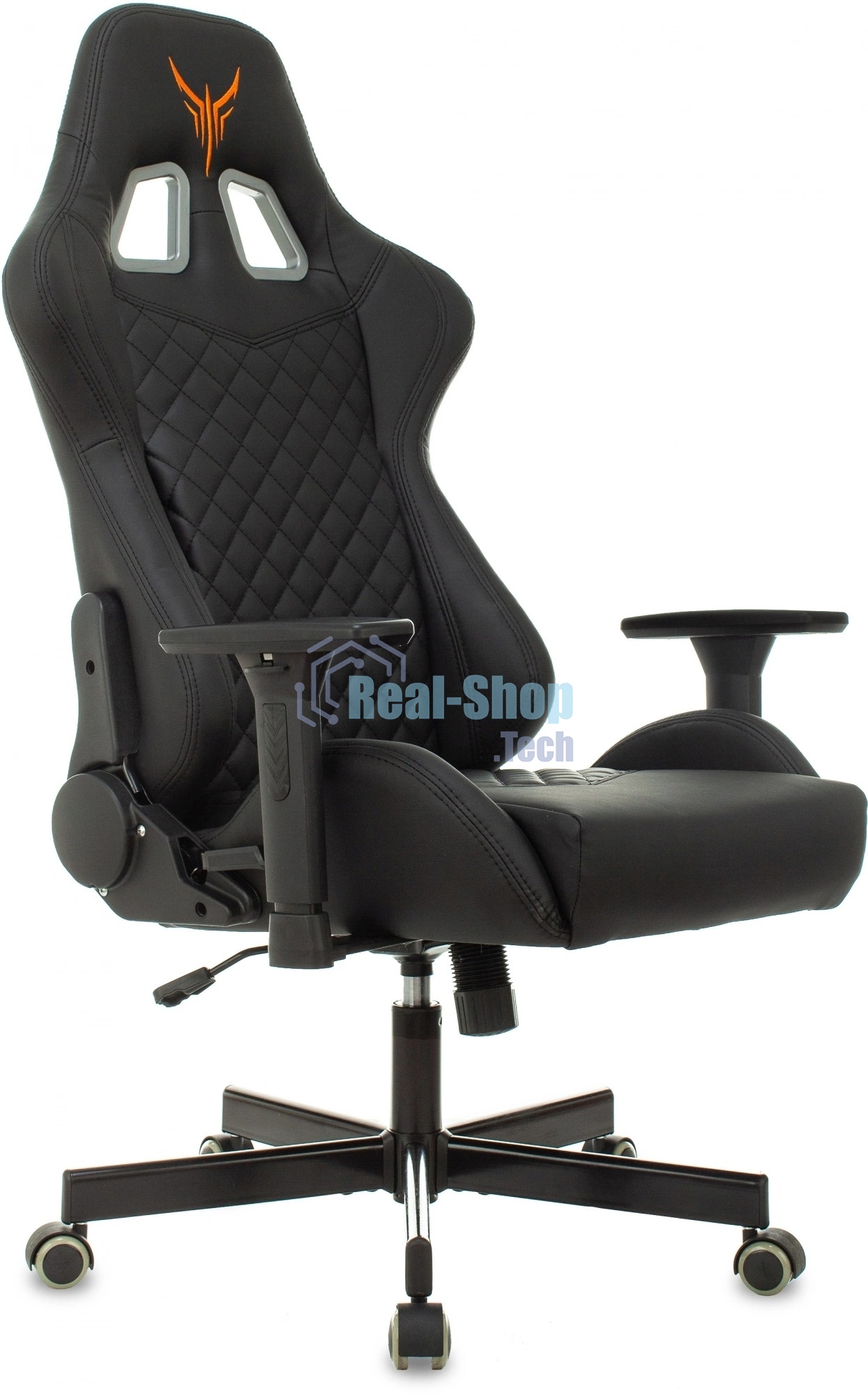 Кресло игровое Knight ARMOR черный, ромбик, эко.кожа, с подголовником, крестовина металл