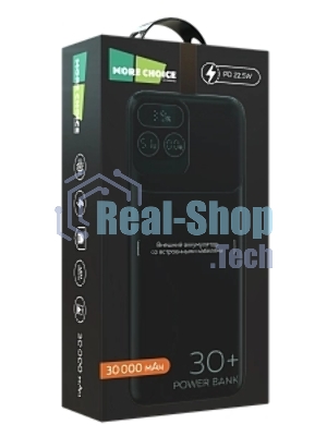 Портативный аккумулятор More choice (4620202550637) PB55-30 с кабелем 1USB 3.0A 22.5W PD - 30000mAh черный
