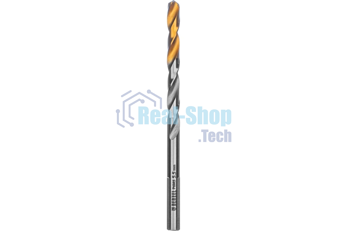 Сверло спиральное по металлу Denzel 5,5 x 93мм, Р6М5, Golden Tip