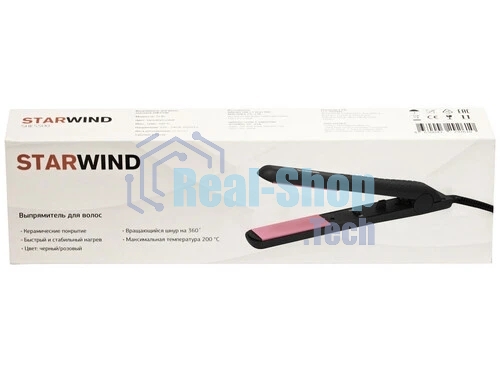 Выпрямитель для волос Starwind SHE5500 черный/розовый, 25 мм, 200 °C, 1 режим