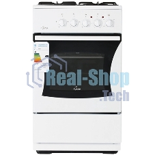 Плита комбинированная Flama RK 23-105 W белый, конфорок 4 шт, духовка 50 л, 50 см x 85 см x 60 см