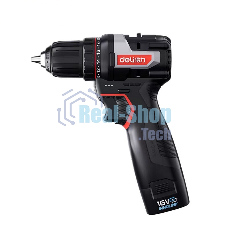 Дрель-шуруповерт аккумуляторная Deli DE-DZ16-1D2, 16В, 2 АКБ, Сумка