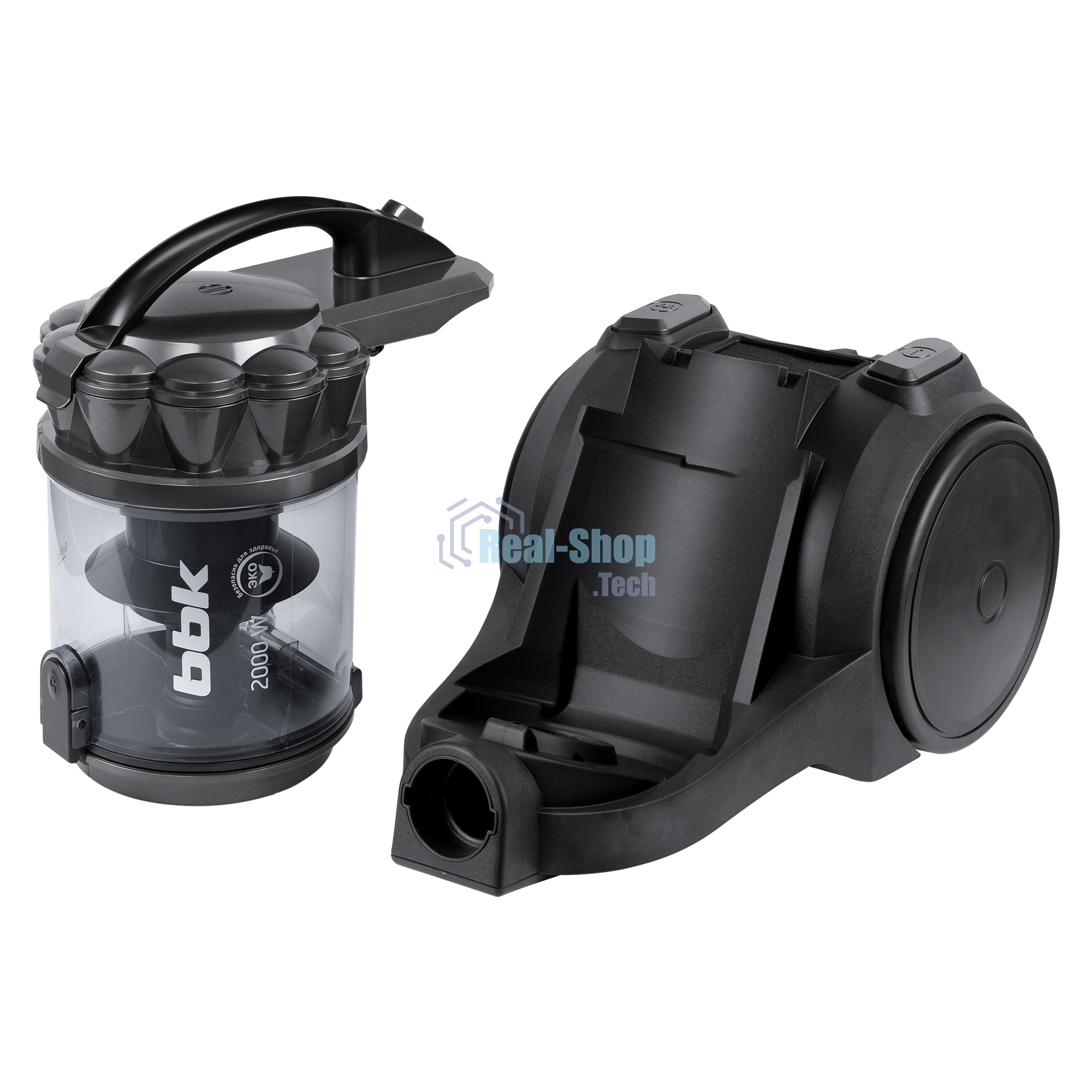Пылесос BBK BV1505 серый/черный, 350/2000 Вт, уборка сухая, пылесборник контейнер 2 л