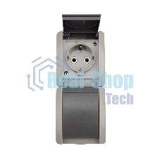 Блок из 2 розеток вертикальный Kranz INDUSTRIAL открытой установки с заземлением, IP54 серый