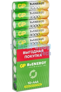 Аккумулятор GP 100AAAHCRGY-CRB10 AAA NiMH 1000mAh (10шт) блистер