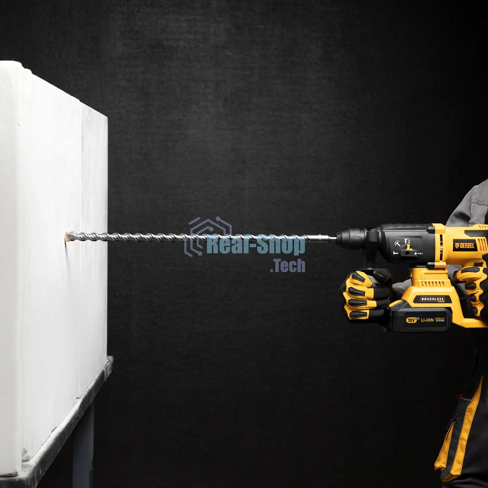 Бур по бетону Denzel двойная спираль, Cobalt W-tip, 20x600 мм, SDS PLUS