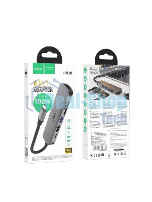 Док-станция Hoco HB28, USB Type-C, USB 3.0/PD100W/SD/TF/USB 2.0/HDMI, USB Type-C