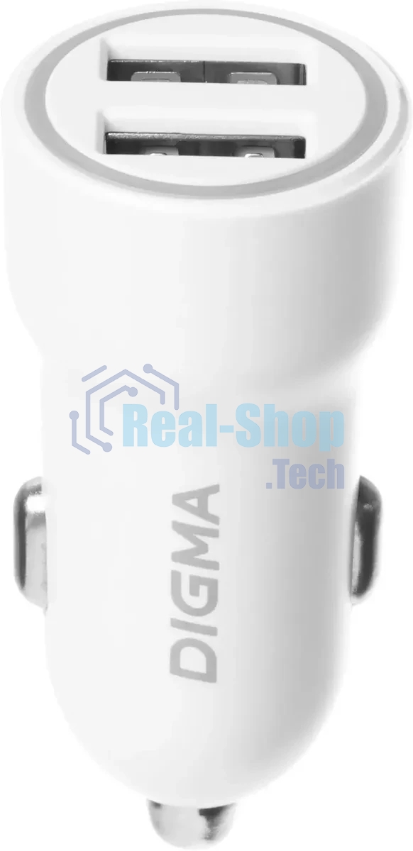 Автомобильное зар./устр. Digma DGC1С 12W 2.4A 2xUSB белый (DGC1C2LX22WH)
