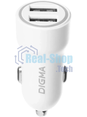 Автомобильное зар./устр. Digma DGC1С 12W 2.4A 2xUSB белый (DGC1C2LX22WH)