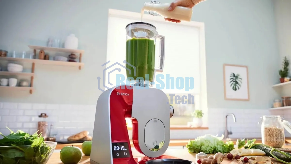 Кухонная машина Bosch MUM5X720 планетар.вращ. 1000Вт красный/серый