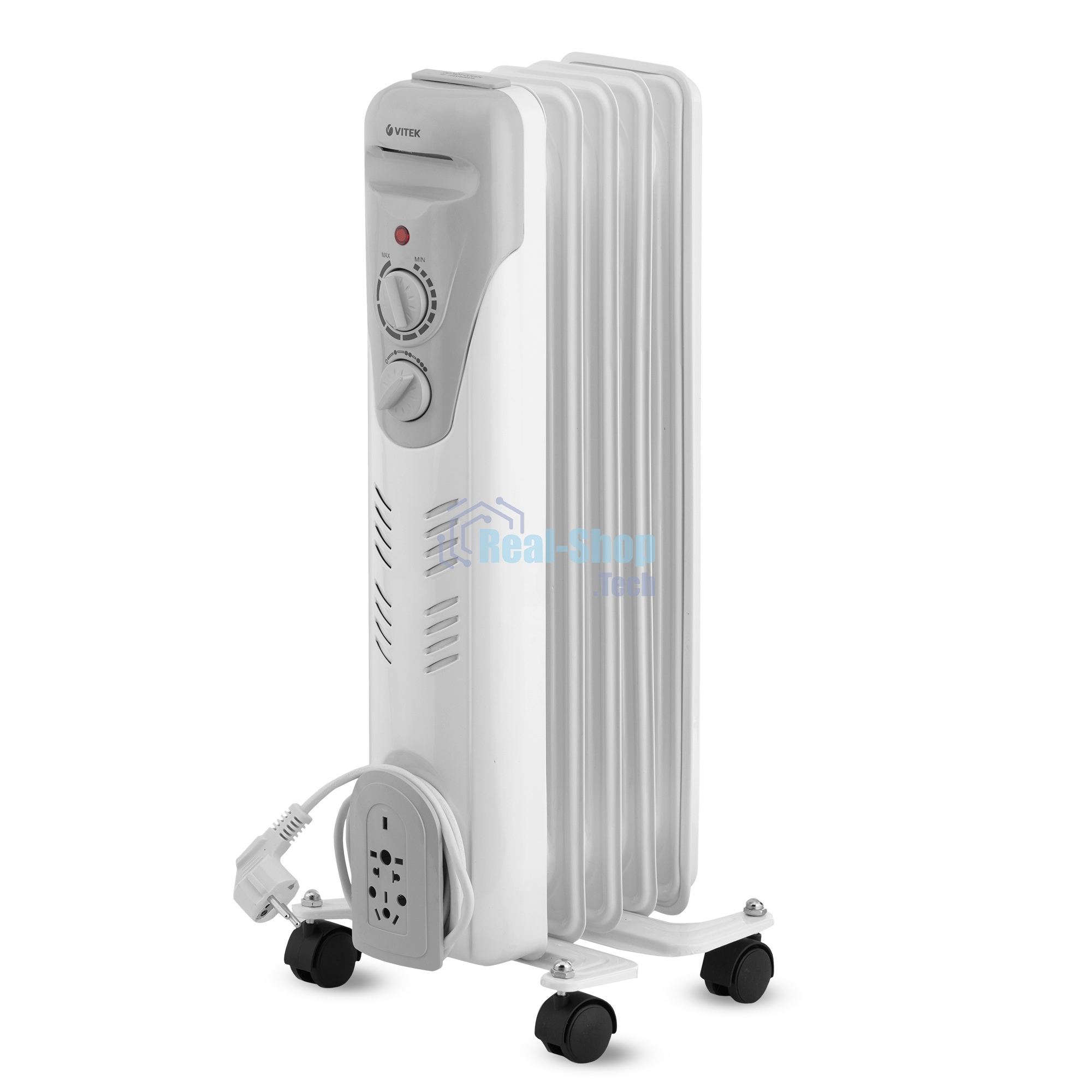 Обогреватель масляный Vitek VT-1707 W (5 секций) белый, 1000 Вт, 10 м2, термостат