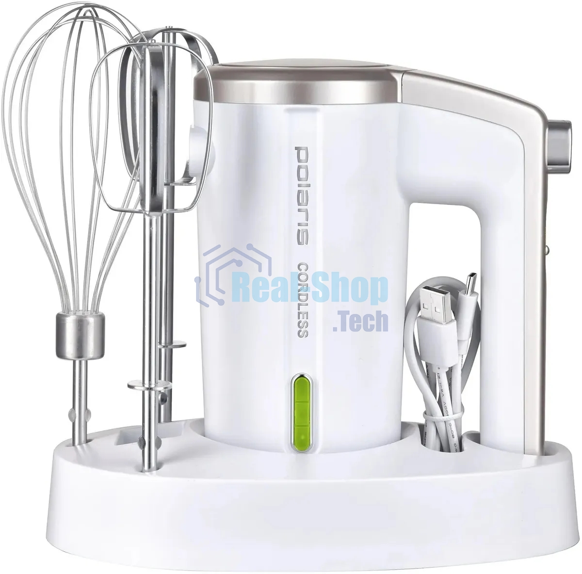 Миксер Polaris PHM 2024 CordLess беспроводной (200вт,3 скор.режима) белый