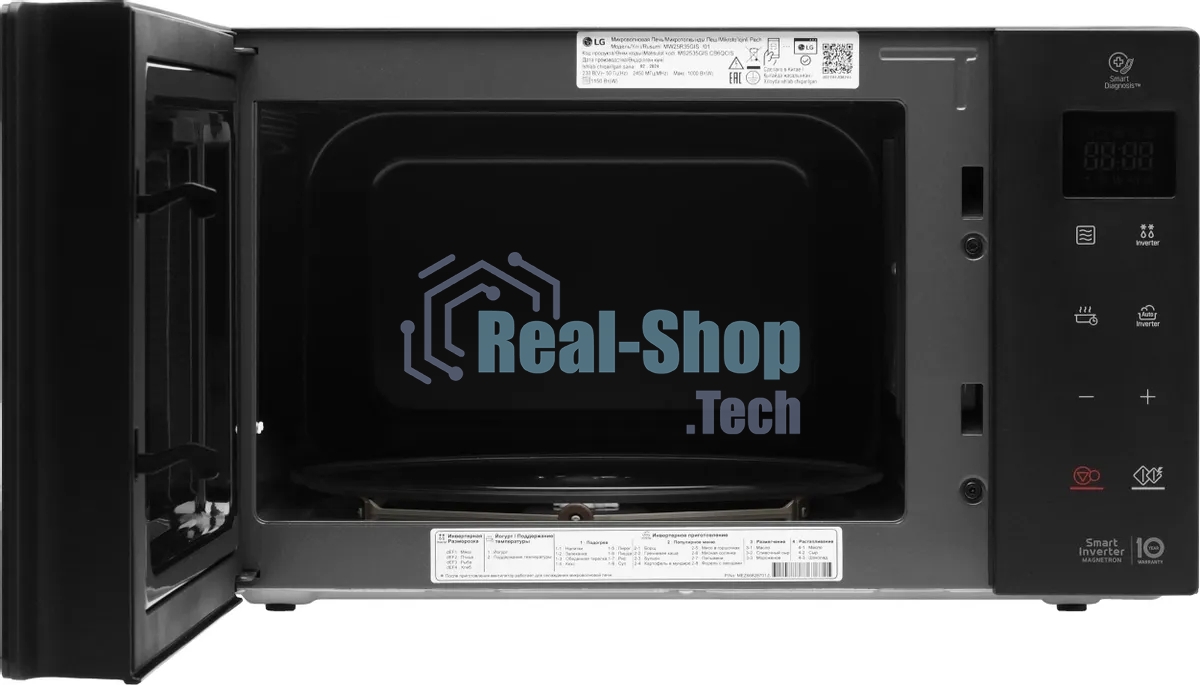 Микроволновая печь LG MW25R35GIS черный, 25 л, 1000 Вт, переключатели - сенсор
