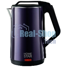 Чайник электрический Homestar HS-1036 1,8 л, 1500 Вт, нержавейка+пластик, двойной корпус, фиолетовый