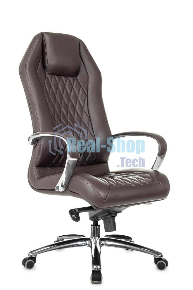 Кресло руководителя Бюрократ AURA/BROWN коричневый, кожа, крестовина алюминий