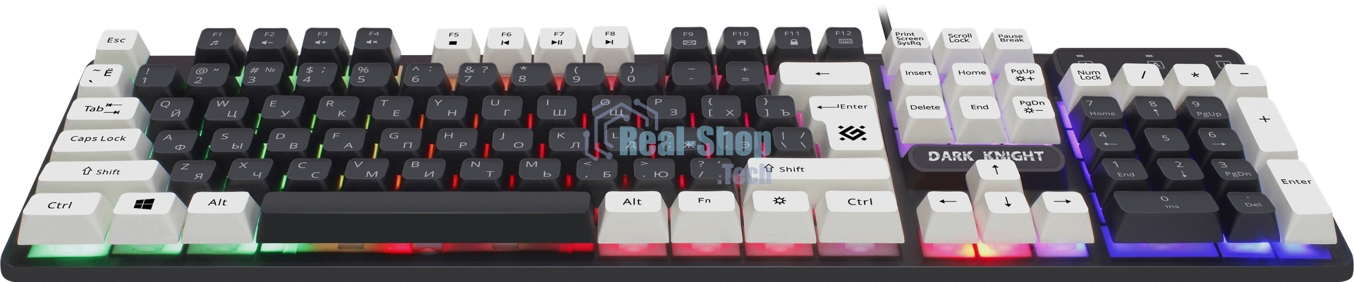 Клавиатура проводная Defender Dark Knight GK-077, USB, черный/белый