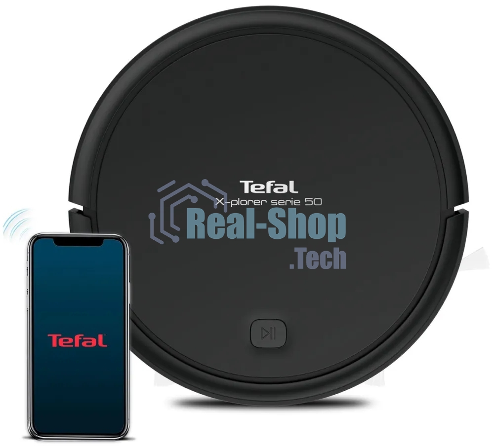Робот-пылесос Tefal RG7365WH черный, 2500 мАч Li-Ion, уборка суxая/влажная, пылесборник контейнер 0.44 л