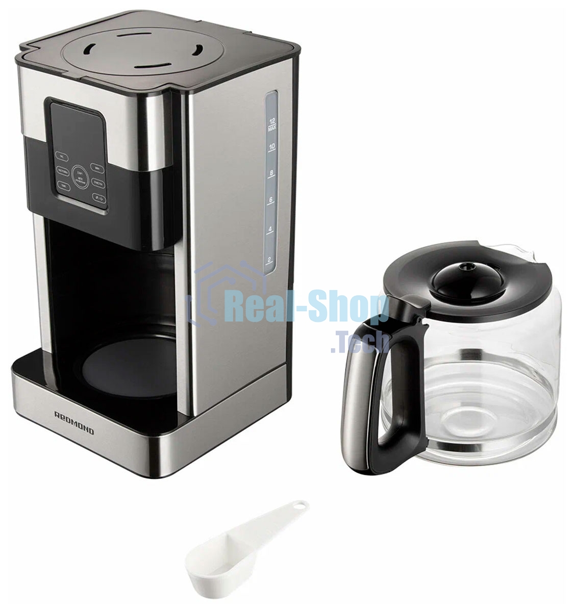 Кофеварка капельная Redmond CM704 серебристый/черный, исп. кофе - молотый, 1,8 л, 1000 Вт
