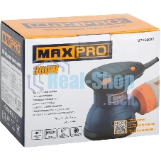 Шлифмашина эксцентриковая MAX-PRO 300 Вт, 5000-12000 об/мин, 125 мм, 1,2 кг, липучка, пылезащищенный выключатель, коробка