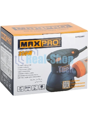 Шлифмашина эксцентриковая MAX-PRO 300 Вт, 5000-12000 об/мин, 125 мм, 1,2 кг, липучка, пылезащищенный выключатель, коробка