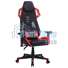 Кресло игровое Cactus CS-CHR-090BLR черный/красный, сиденье черный/красный, эко.кожа/сетка, крестовина пластик, пластик черный