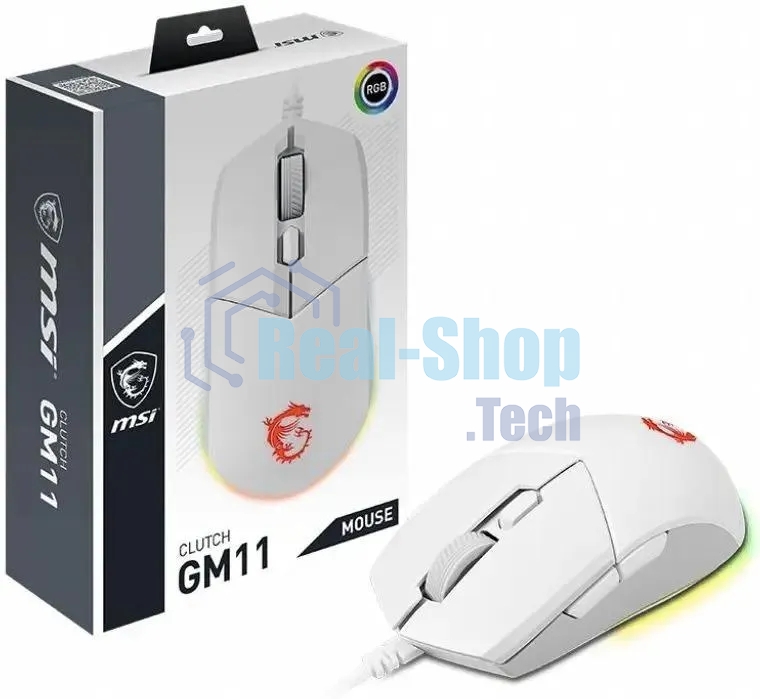 Мышь проводная MSI Clutch GM11 белый, 5000 dpi, USB, кнопки - 6