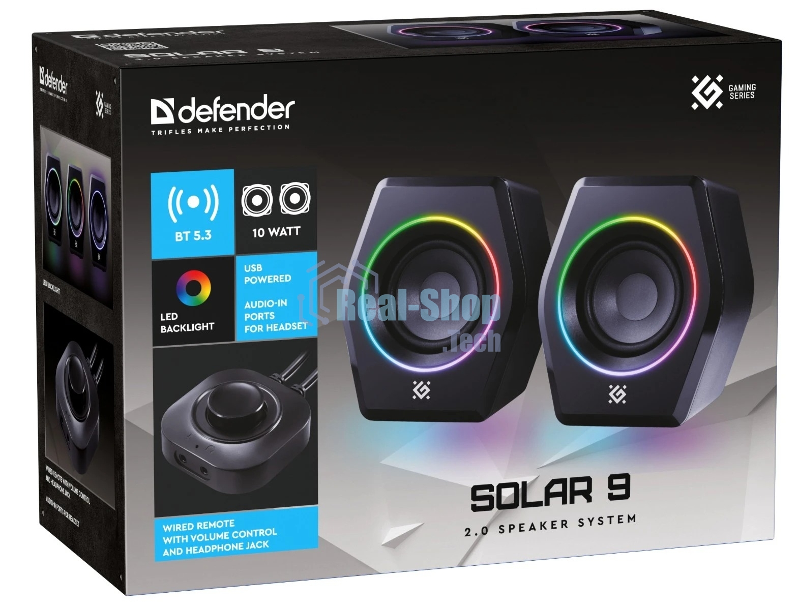 Акустическая 2.0 система Defender Solar 9 10Вт, BT/Light питание от USB