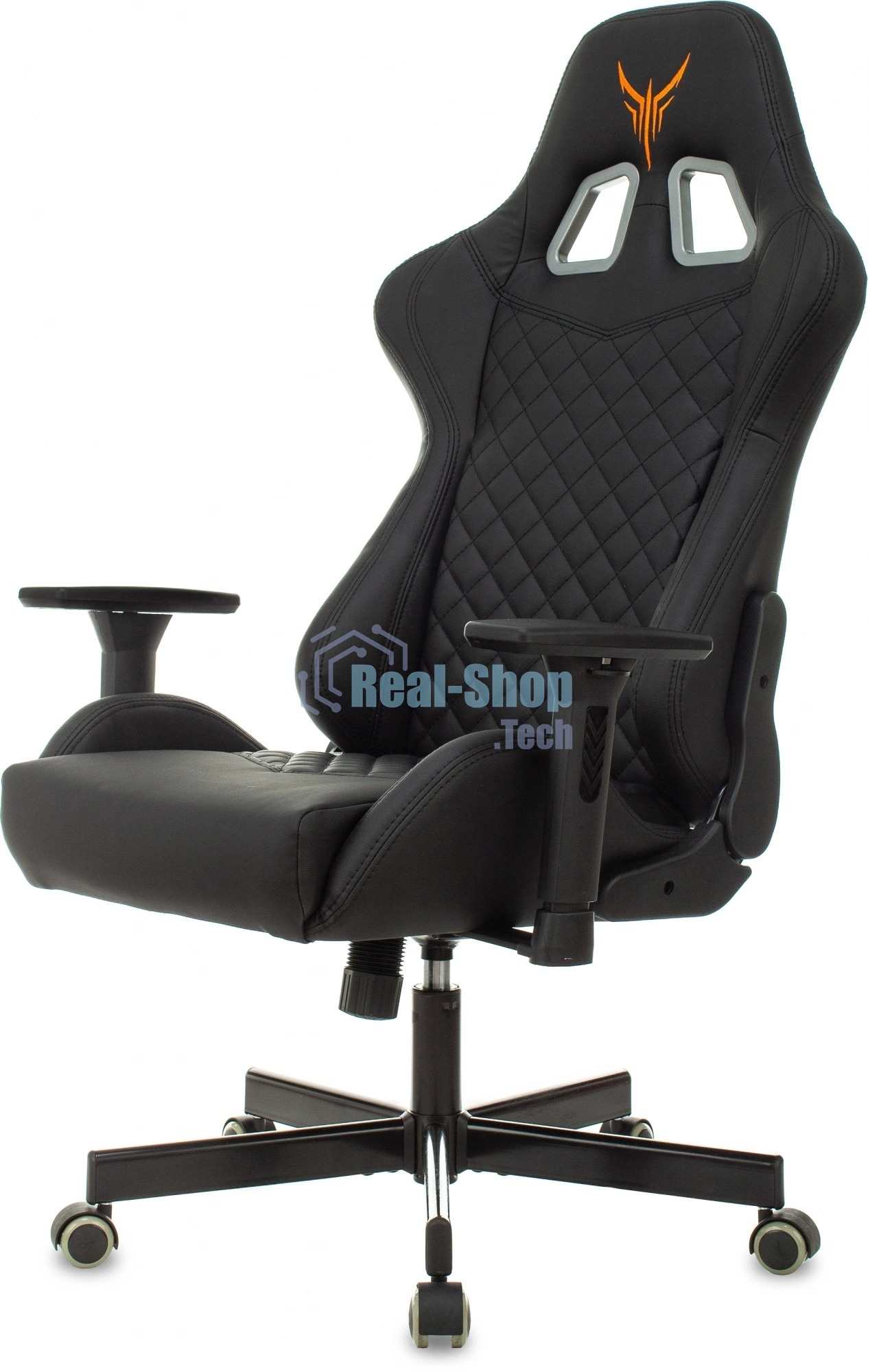 Кресло игровое Knight ARMOR черный, ромбик, эко.кожа, с подголовником, крестовина металл