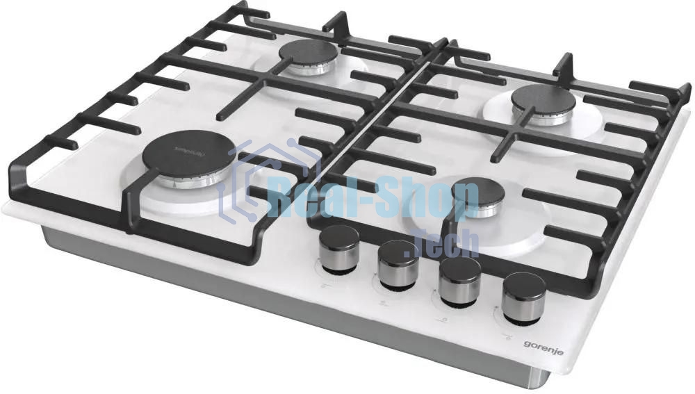 Газовая варочная панель Gorenje GT642SYW, 4 конфорки, закаленное стекло, белый