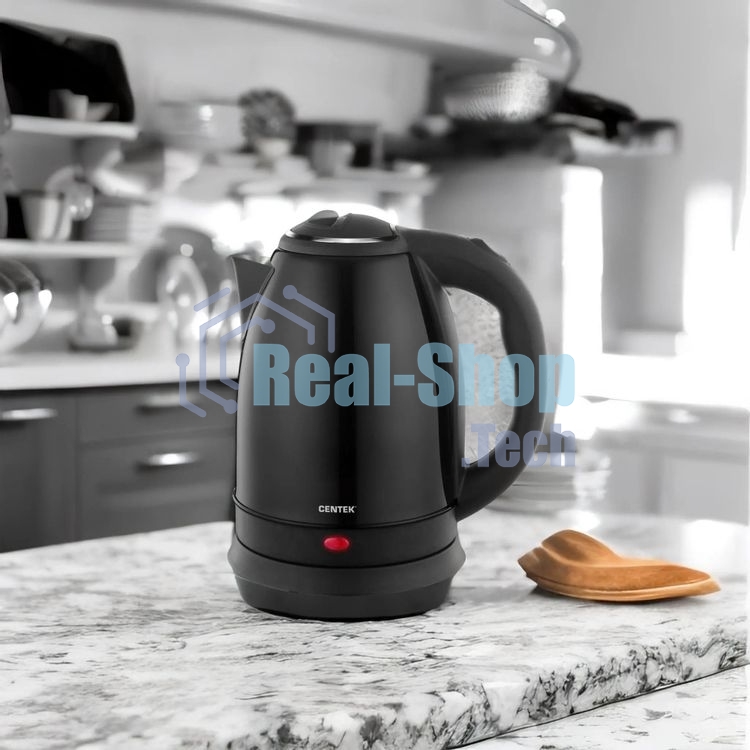 Чайник электрический Centek CT-1068 черный, 2.0 л, 2000 Вт, скрытый нагревательный элемент