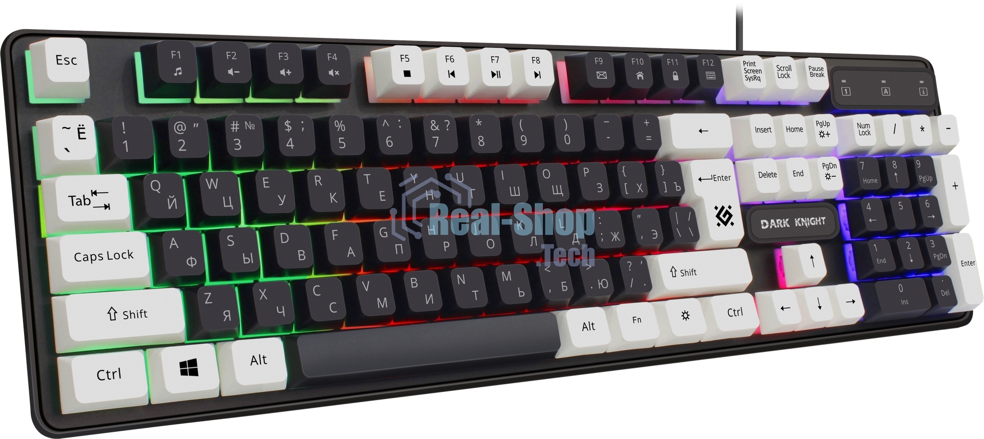 Клавиатура проводная Defender Dark Knight GK-077, USB, черный/белый