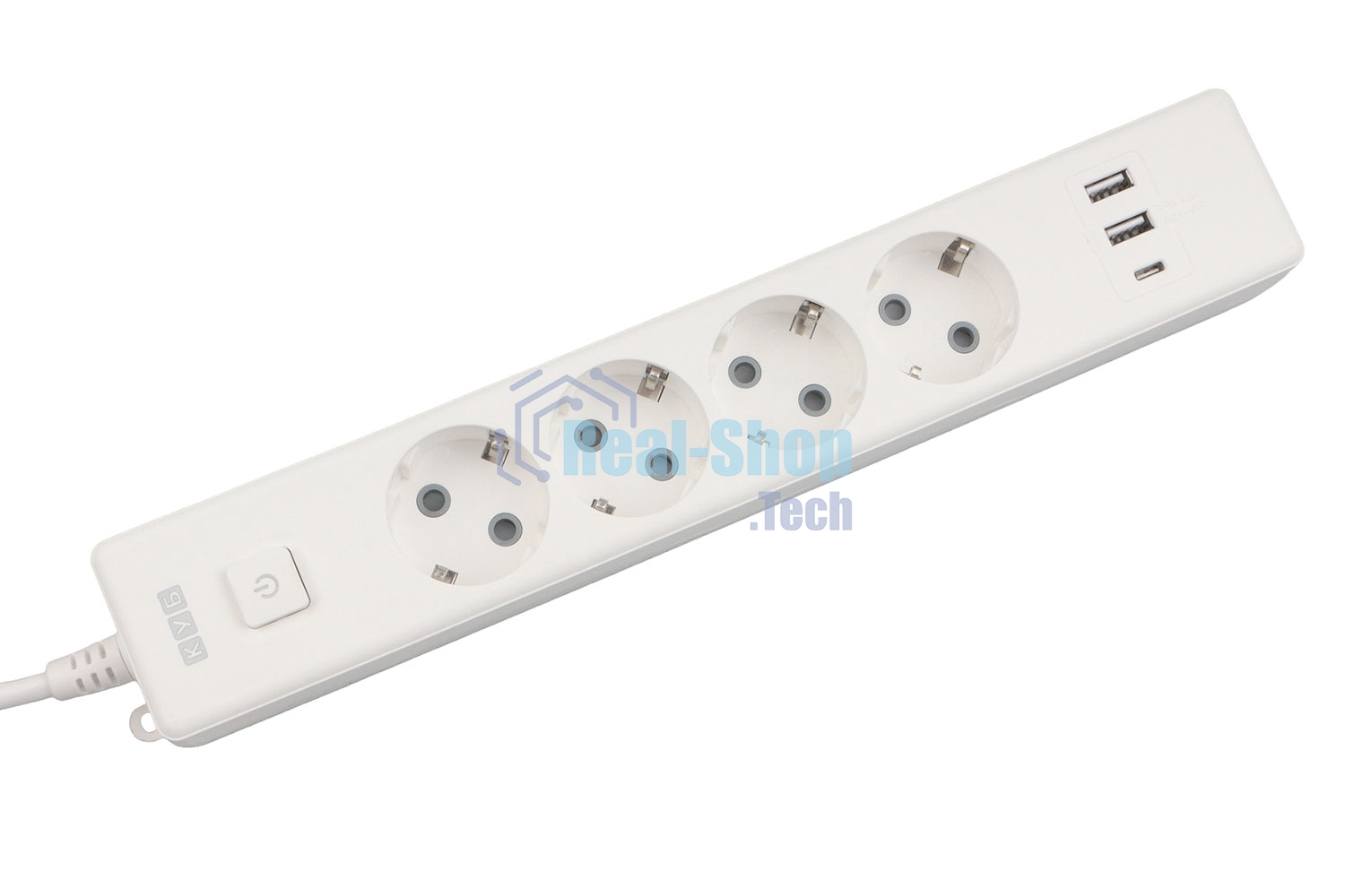 Бытовой удлинитель PowerCube, 4 р с/з вык., 3USB, 3500 Вт, 16А, 1.9 м, 3x1,0 (белый) PC-6-2M