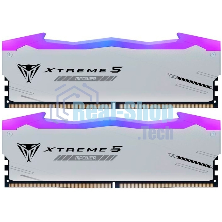 Оперативная память Patriot Viper Xtreme 5, DDR5, 32Gb (2x16Gb), 6400MHz, CL32, DIMM, с радиаторами, RGb, серебристый