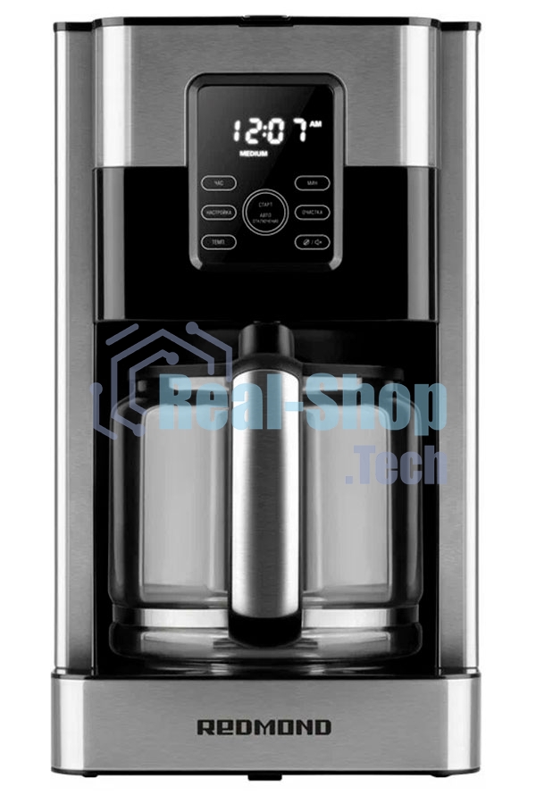 Кофеварка капельная Redmond CM704 серебристый/черный, исп. кофе - молотый, 1,8 л, 1000 Вт