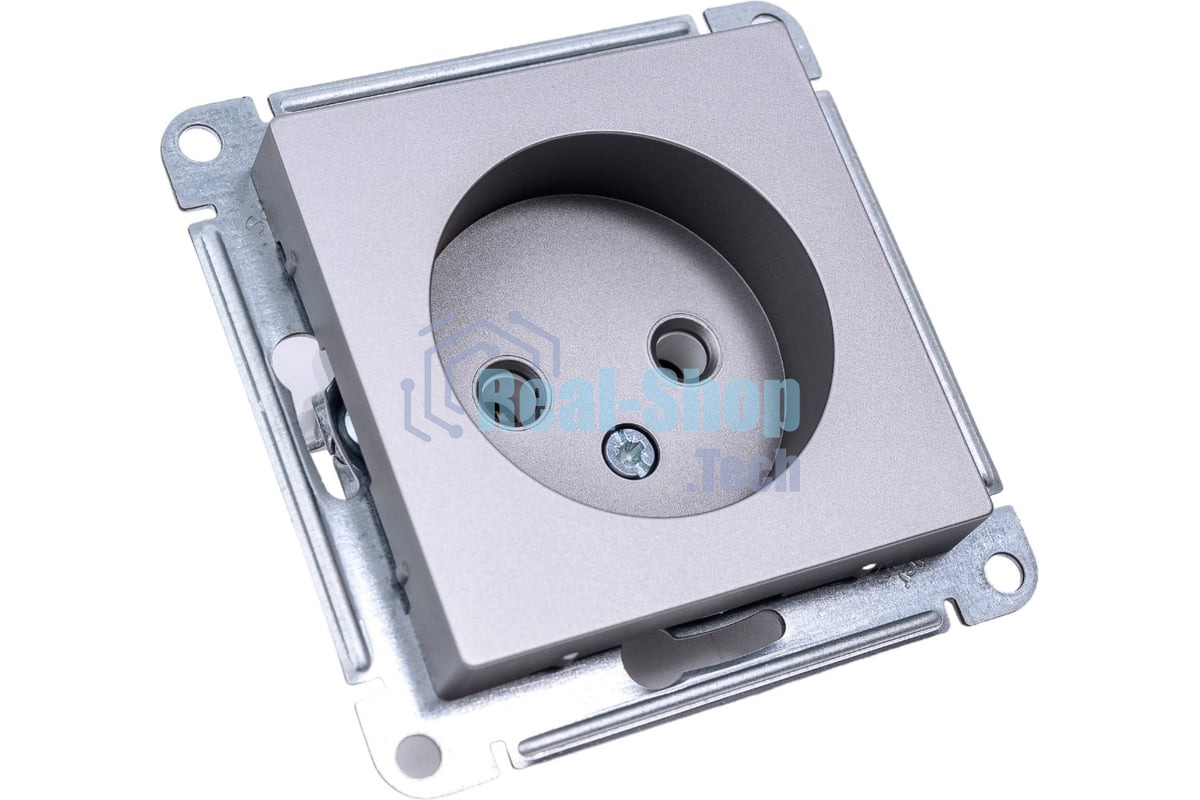 Механизм розетки 1-м СП AtlasDesign 16А IP20 без заземл. сталь SchE ATN000941