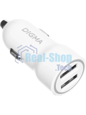 Автомобильное зар./устр. Digma DGC1С 12W 2.4A 2xUSB белый (DGC1C2LX22WH)