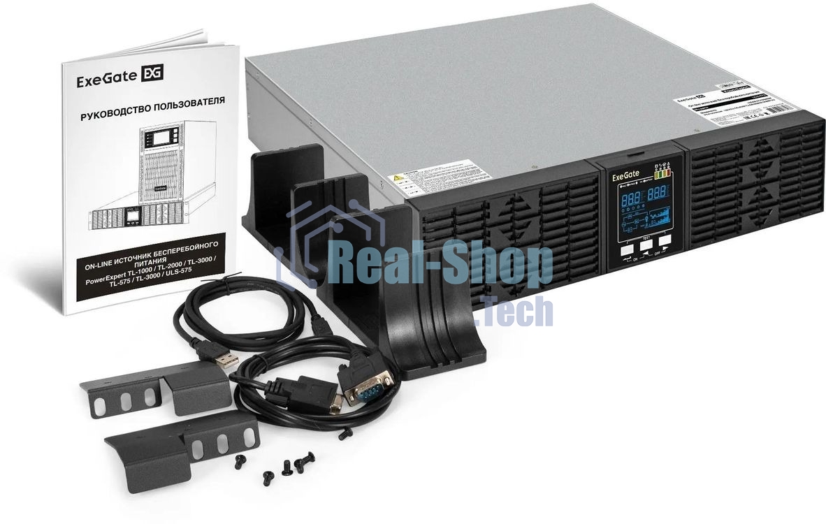 Источник бесперебойного питания ExeGate PowerExpert ULS-575-10kVA.LCD.AVR.T.USB.RS232.SNMP.2U / 10000 ВА / 10000 Вт / клеммная колодка