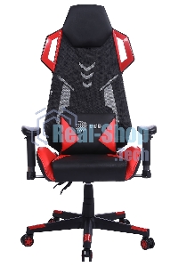 Кресло игровое Cactus CS-CHR-090BLR черный/красный, сиденье черный/красный, эко.кожа/сетка, крестовина пластик, пластик черный