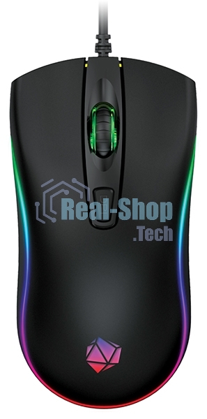 Мышь проводная Qumo Onyx RGb M73 черный, 2400 dpi, USB, кнопки - 4