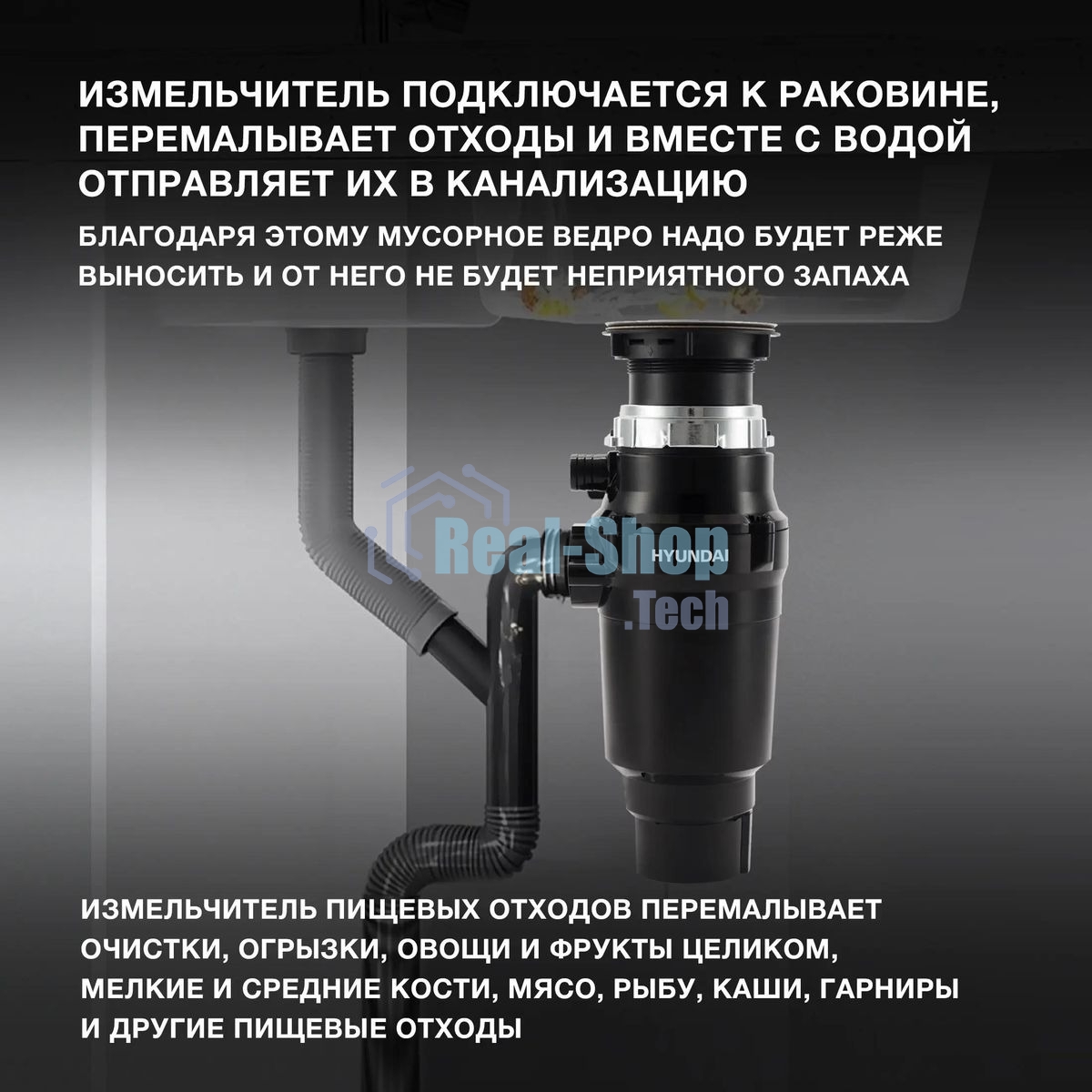 Измельчитель Hyundai HFWD 10390 390Вт черный/черный