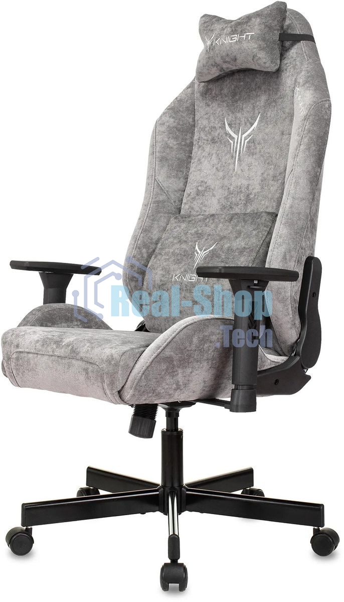 Кресло игровое Бюрократ Knight N1 Fabric серый Light-19 с подголов. крестовина металл
