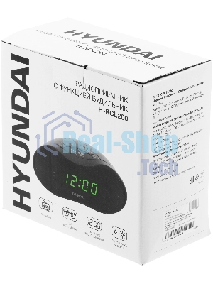 Радиобудильник Hyundai H-RCL200 черный LED проек.изоб. подсв:красная часы:цифровые AM/FM